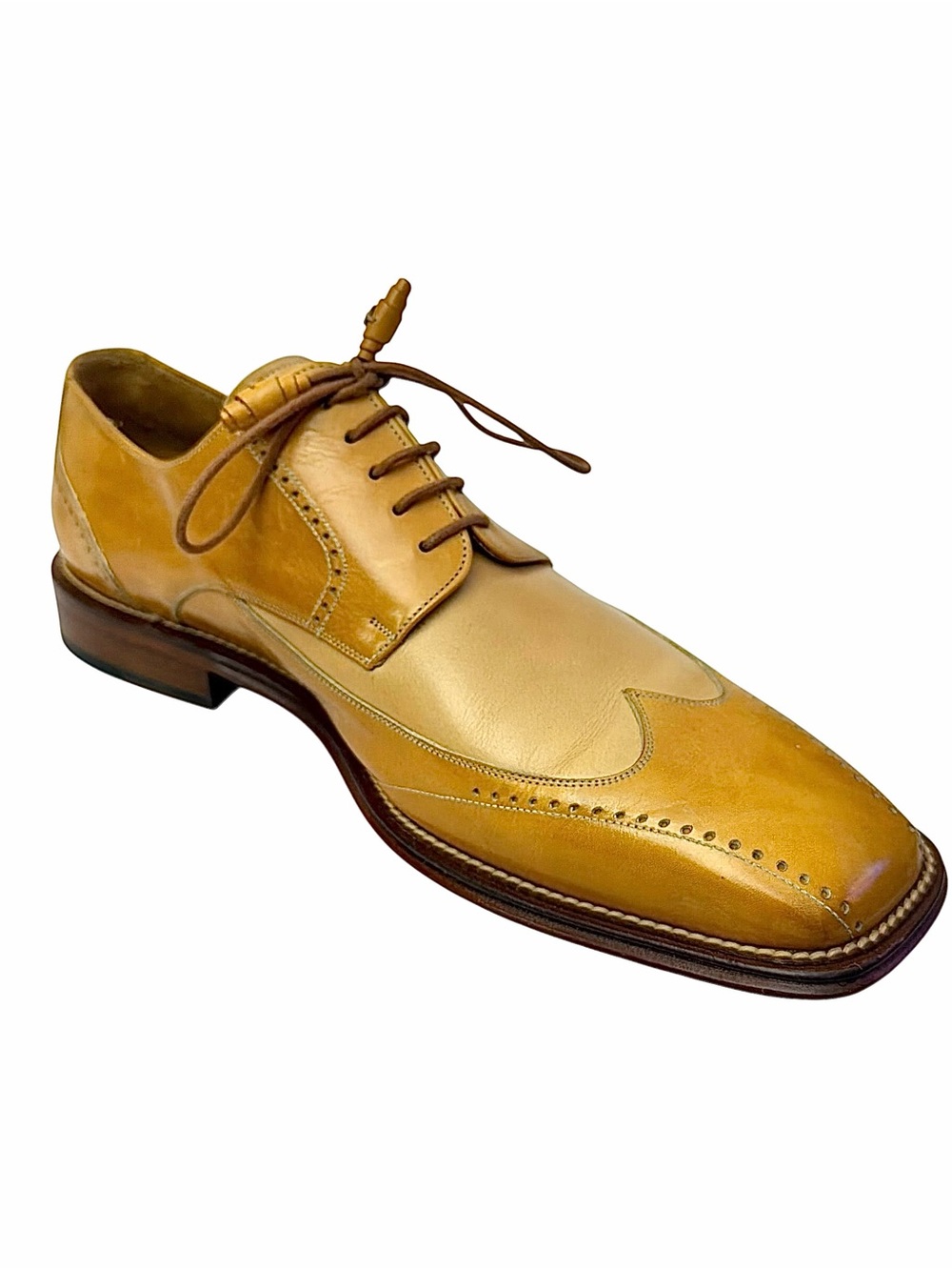 Mezlan Spain Men’s Torello Spectator Wingtip Mustard Tan Dress Derby Shoes 10 M